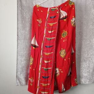 Susan Bristol Vibrant Red Sailboat Maxi Skirt
